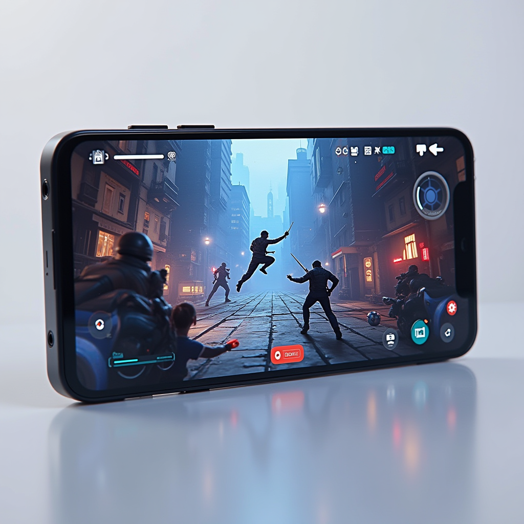 Showcase of high-quality mobile games displaying stunning graphics, complex gameplay interfaces, and AAA production values on modern smartphones, demonstrating the visual and technical capabilities of premium mobile gaming