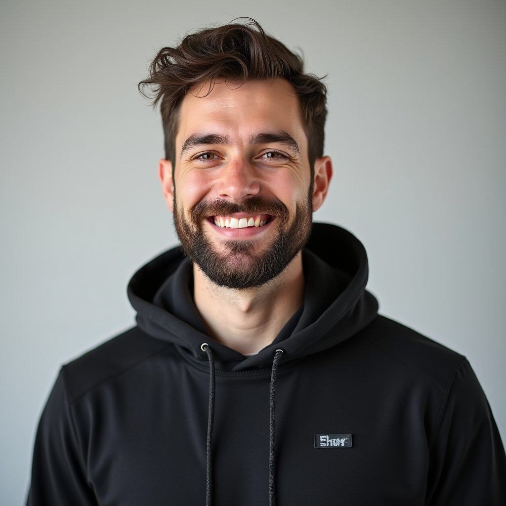 Professional headshot of Lucas Kowalski, content strategist, young man with beard wearing casual gaming industry attire, friendly and creative expression